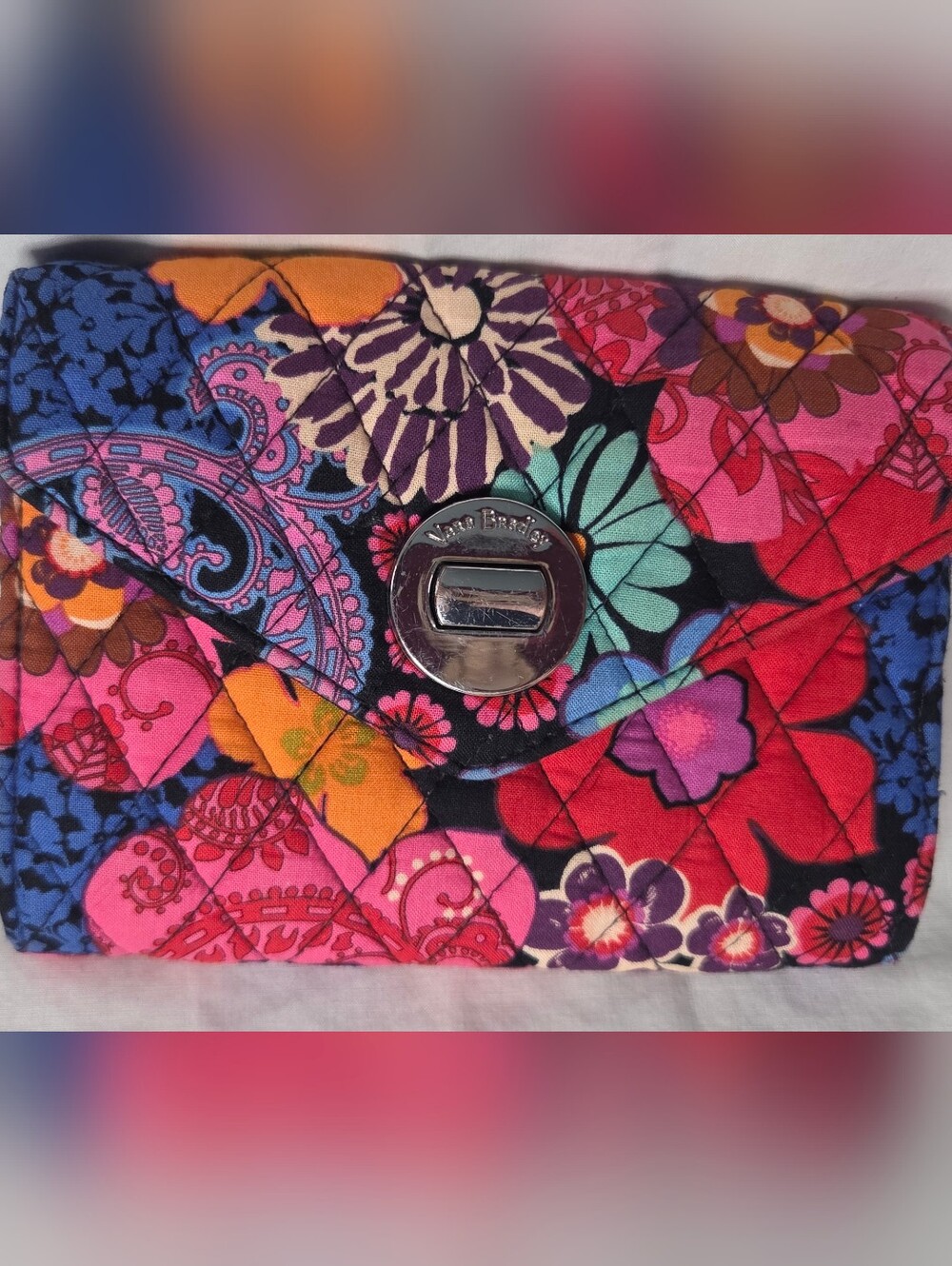 Vera Bradley Floral Flowers Quilted Clutch Wallet Turn Lock Organizer Grandma